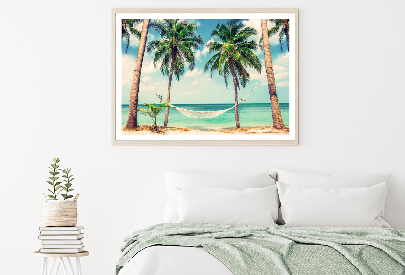 Hammock with Palm Trees near Sea View Photograph Home Decor Premium Quality Poster Print Choose Your Sizes