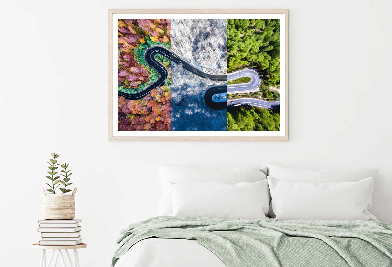 Autumn Summer Winter Road Collage Home Decor Premium Quality Poster Print Choose Your Sizes