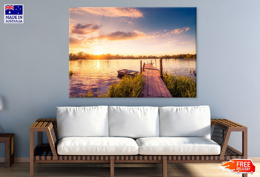 Lake Dock Sunset View Photograph Print 100% Australian Made