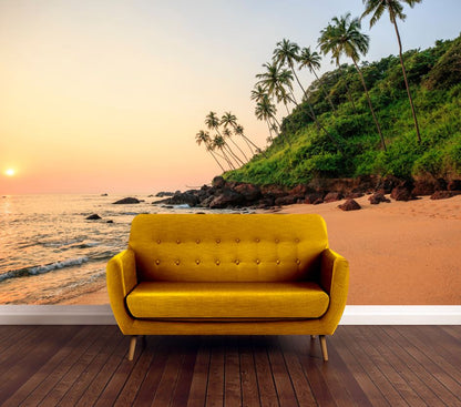 Wallpaper Murals Peel and Stick Removable Sea & Island at Sunset Photograph High Quality