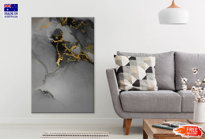 Black & Dark Grey Gold Abstract Design Print 100% Australian Made