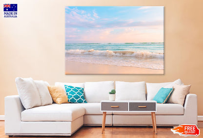 Soft Ocean Wave & Cloudy Sky View Print 100% Australian Made