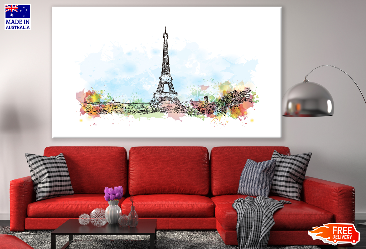 Eiffel Tower Abstract Watercolour Painting Print 100% Australian Made