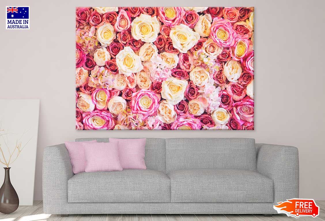 White Pink Roses Closeup View Photograph Print 100% Australian Made
