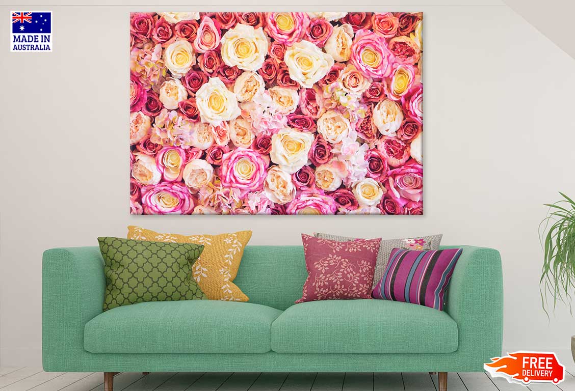 White Pink Roses Closeup View Photograph Print 100% Australian Made