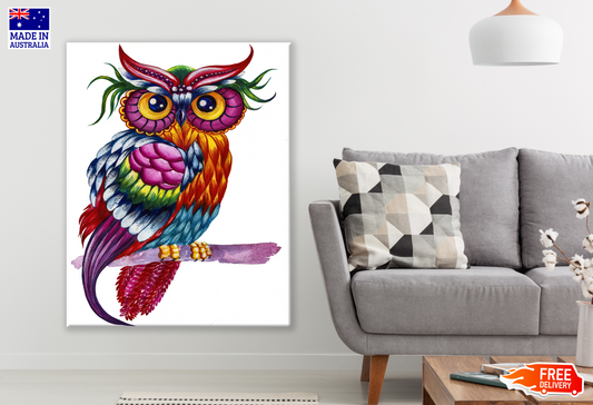 Colourful Owl Painting Print 100% Australian Made