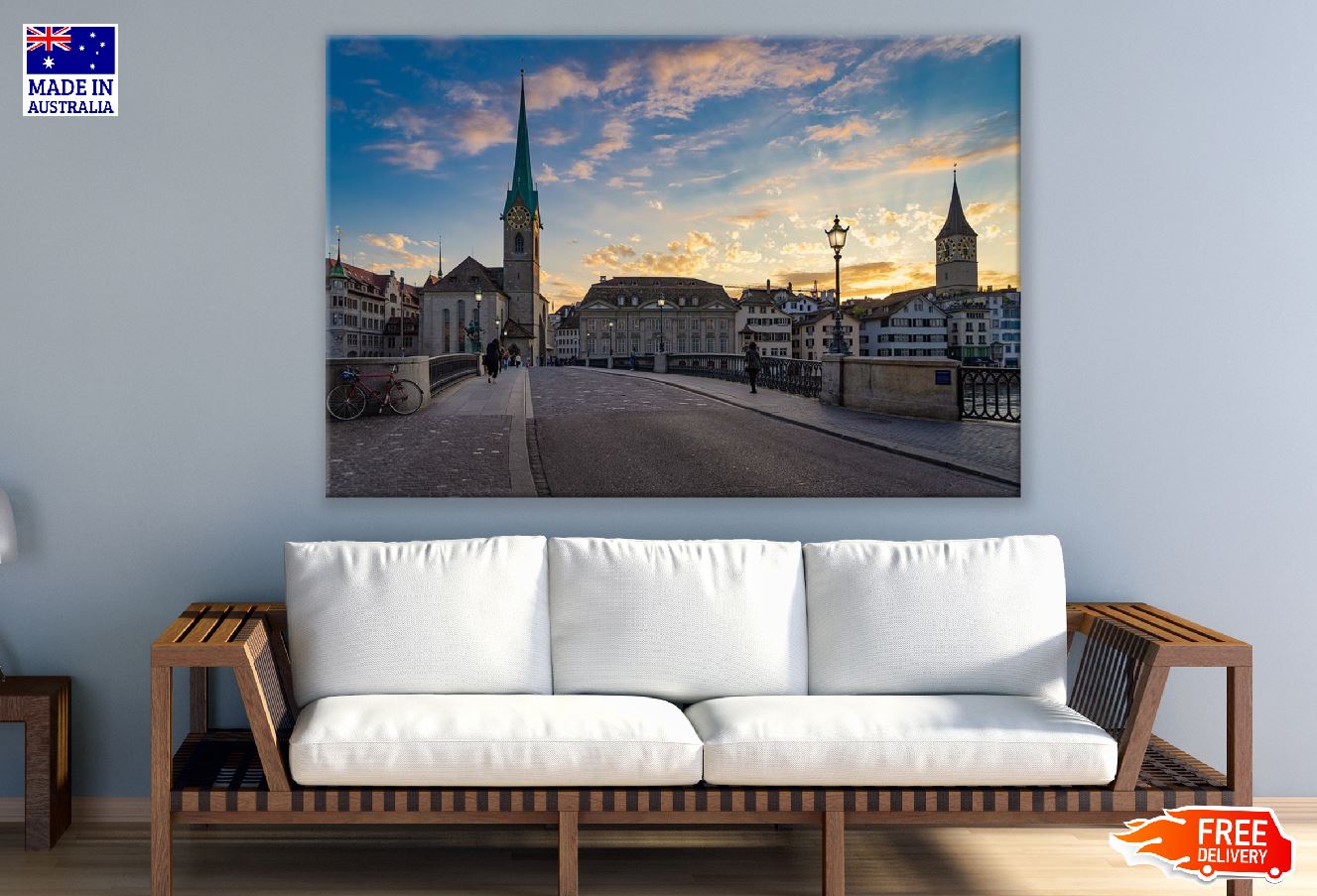 Grossmünster Church in Zürich, Switzerland Print 100% Australian Made