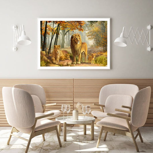 Lion Family Watercolor Painting Home Decor Premium Quality Poster Print Choose Your Sizes