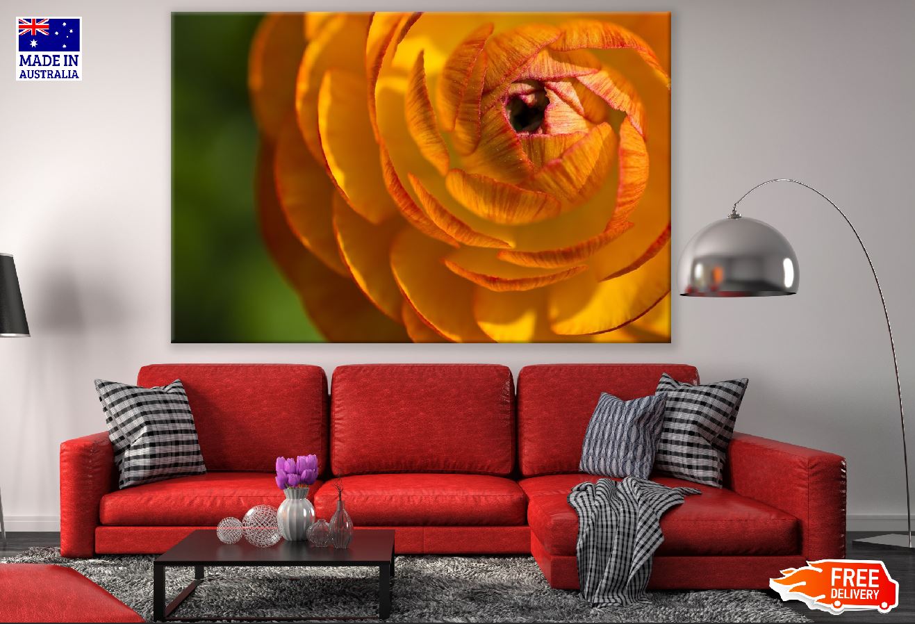 Orange Ranunculus Flower Closeup Photograph Print 100% Australian Made