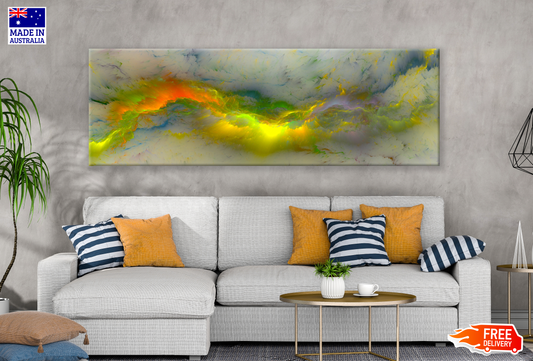 Panoramic Canvas Green Gold Abstract Design High Quality 100% Australian made wall Canvas Print ready to hang