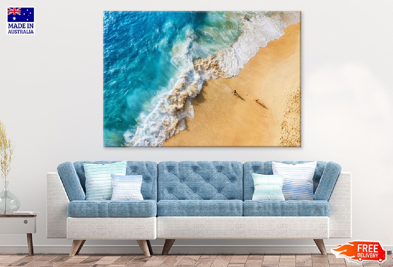 Azure Sea & People Aerial View Photograph Print 100% Australian Made