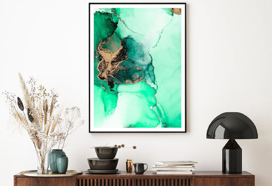 Green & Gold Marble Abstract Design Home Decor Premium Quality Poster Print Choose Your Sizes