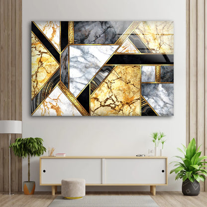 Gold Black White Marble Design Acrylic Glass Print Tempered Glass Wall Art 100% Made in Australia Ready to Hang