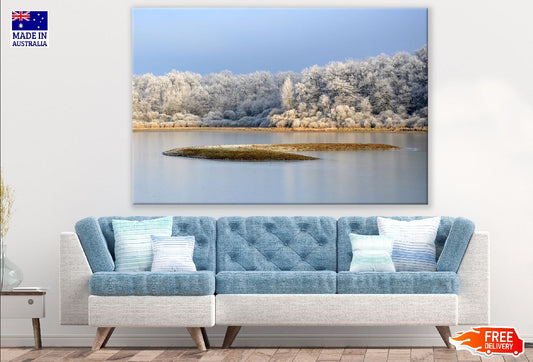 Snow Forest Near Lake View Photograph Print 100% Australian Made