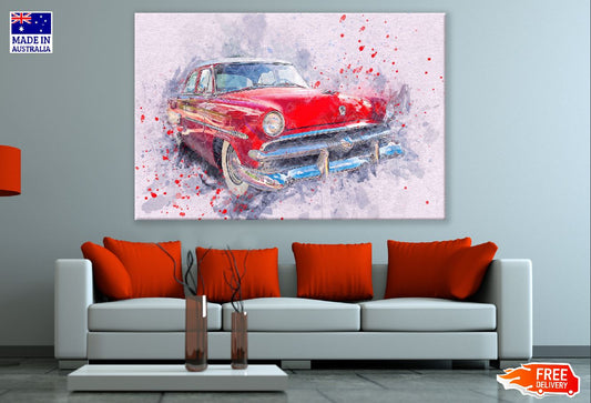 Vintage Car Abstarct Watercolor Painting Print 100% Australian Made
