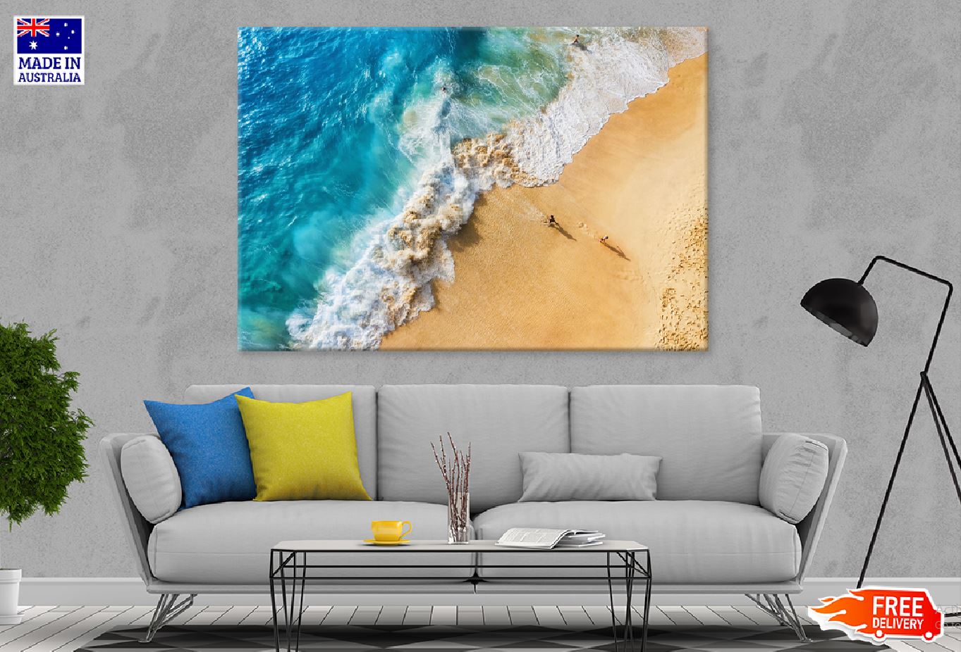 Azure Sea & People Aerial View Photograph Print 100% Australian Made