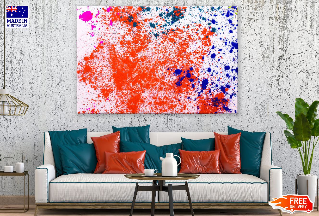 Orange & Blue Spots Abstract Design Print 100% Australian Made