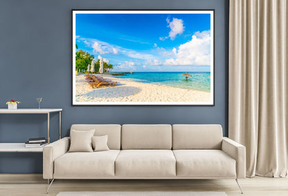 Chairs & Umbrella near Beach View Photograph Home Decor Premium Quality Poster Print Choose Your Sizes