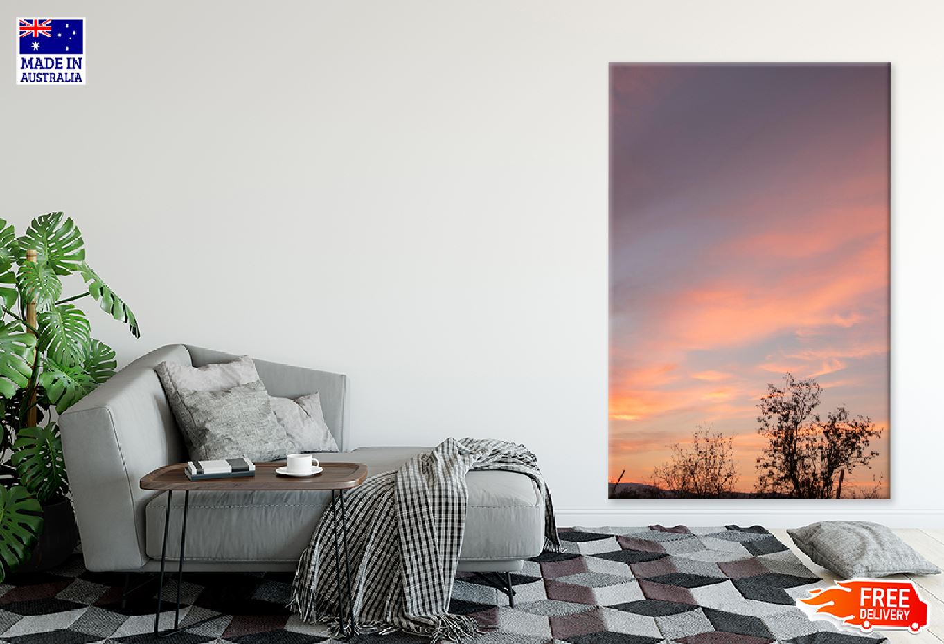 Leafless Trees Sunset Sky View Photograph Print 100% Australian Made