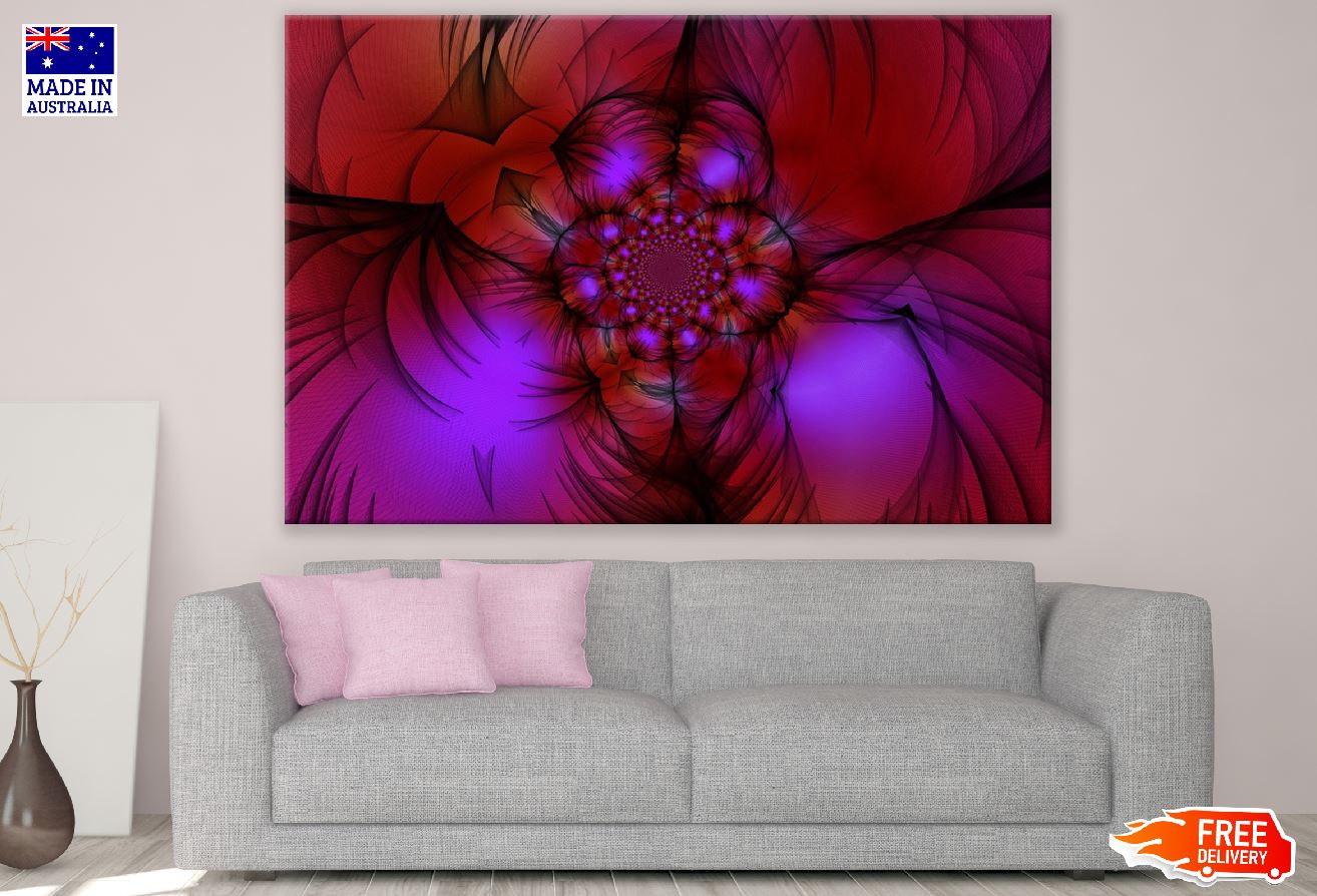 Red & Purple Dark Wave Abstract Design Print 100% Australian Made