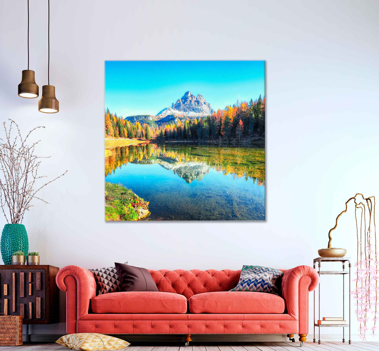 Square Canvas Mountain Lake Antorno High Quality Print 100% Australian Made