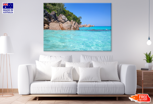Trees On Rock & Sea Sky View Photograph Print 100% Australian Made