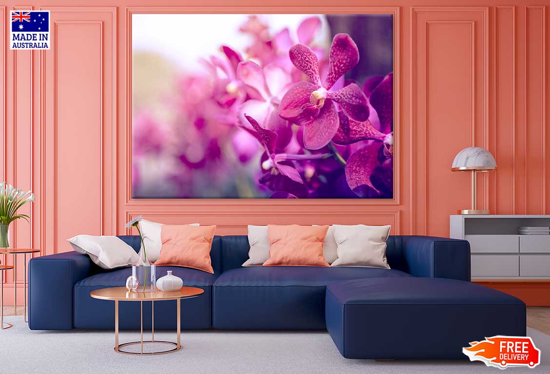Purple Orchid Flower Closeup View Painting Print 100% Australian Made
