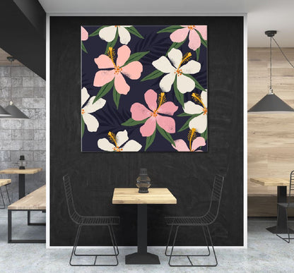 Square Canvas Tropical Flowers Illustration High Quality Print 100% Australian Made