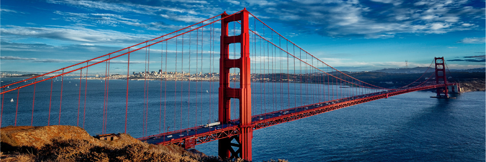 Panoramic Canvas Golden Gate Bridge Scenery Photograph High Quality 100% Australian Made Wall Canvas Print Ready to Hang