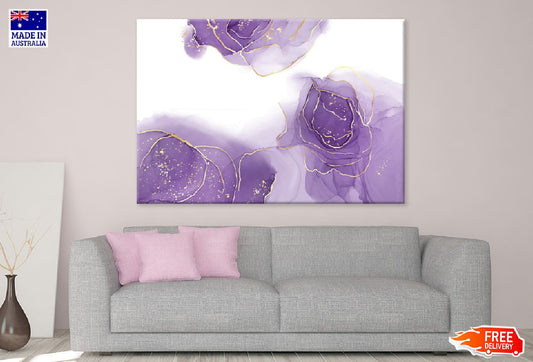 Purple Ink & Gold Lines Abstract Design Print 100% Australian Made