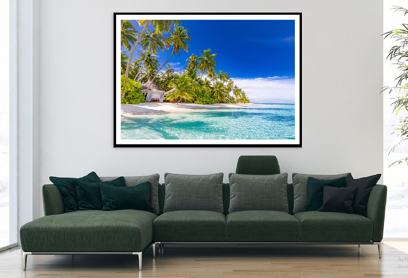 Beach Villa & Palm Trees near Sea Photograph Home Decor Premium Quality Poster Print Choose Your Sizes