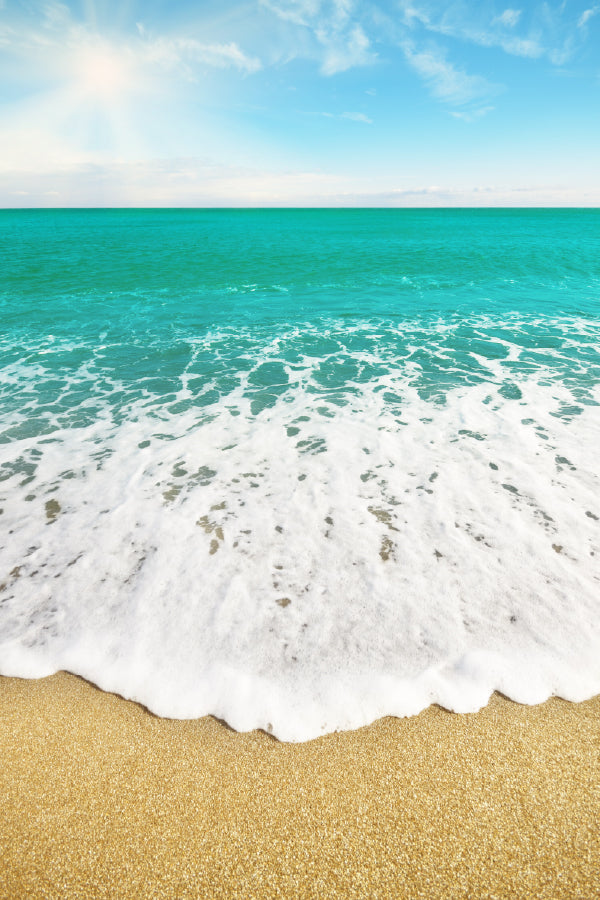 Green Sea Waves on Sandy Shore View Photograph Print 100% Australian Made