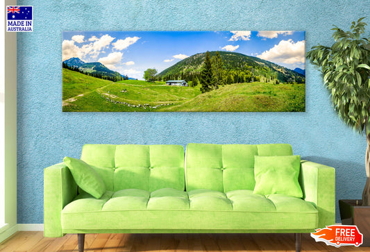 Panoramic Canvas Wendelstein Field View Photograph High Quality 100% Australian Made Wall Canvas Print Ready to Hang