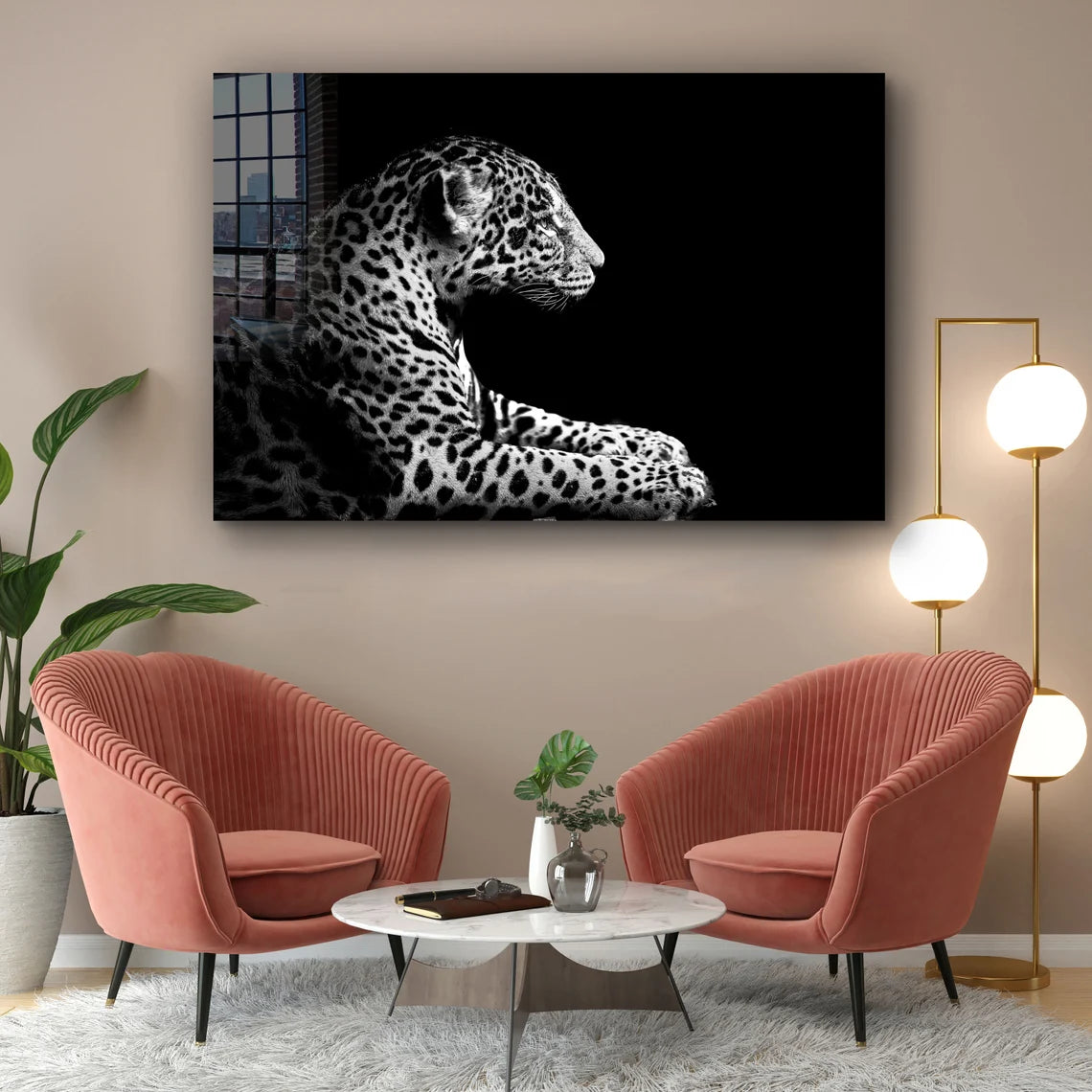 Leopard B&W View Print Tempered Glass Wall Art 100% Made in Australia Ready to Hang