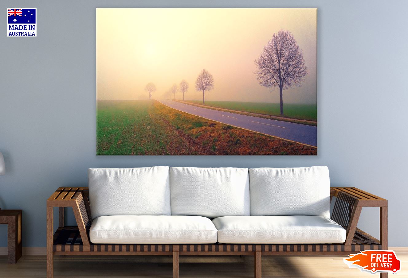 Trees on Road Sunset Photograph Print 100% Australian Made