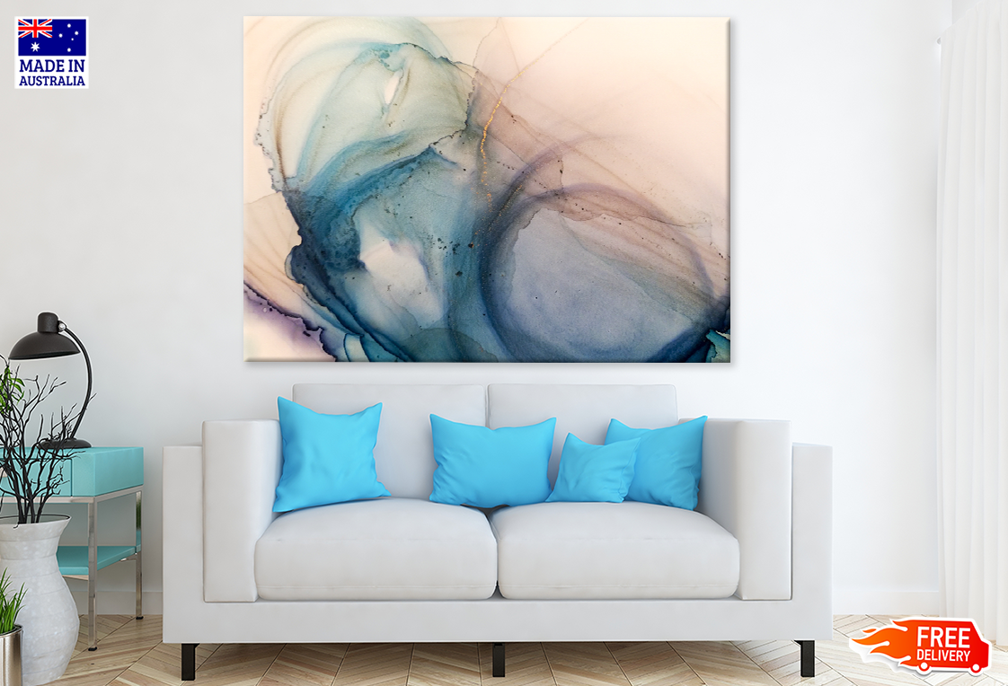 Brown Blue & Gold Abstract Design Print 100% Australian Made