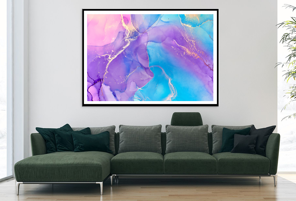 Purple Blue Pink & Gold Abstract Design Home Decor Premium Quality Poster Print Choose Your Sizes