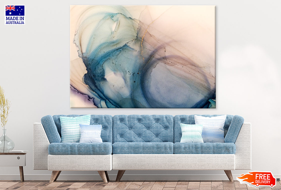 Brown Blue & Gold Abstract Design Print 100% Australian Made