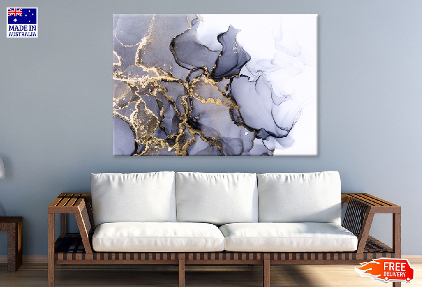 Black & Gold Lines Abstract Design Print 100% Australian Made