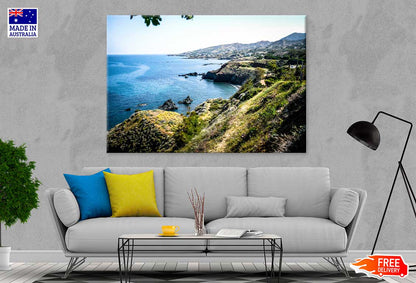 Sea Coast View From Mountains Hill Scenery Photograph Print 100% Australian Made