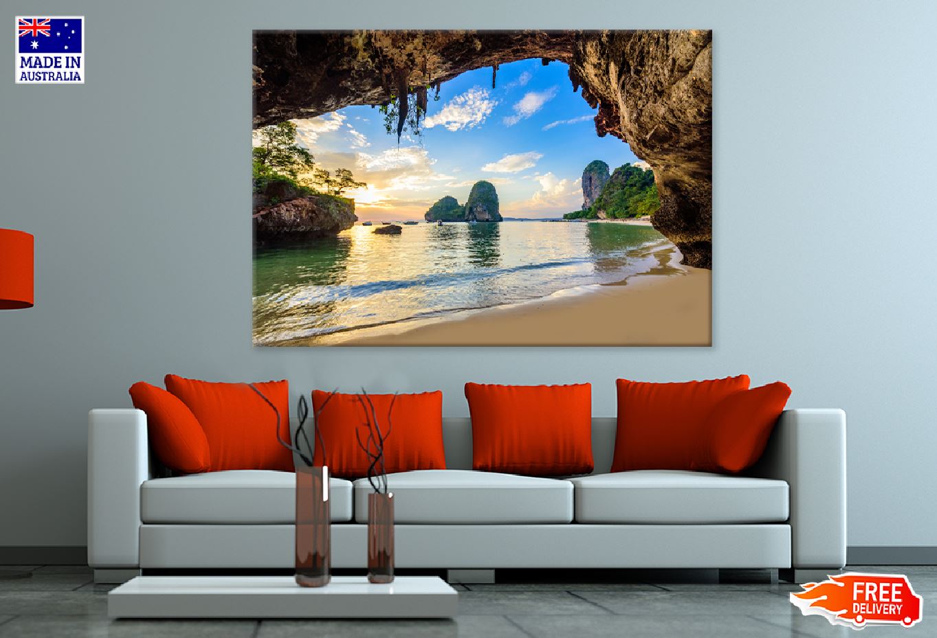 Phra Nang Cave Beach Sunset View Photograph Print 100% Australian Made