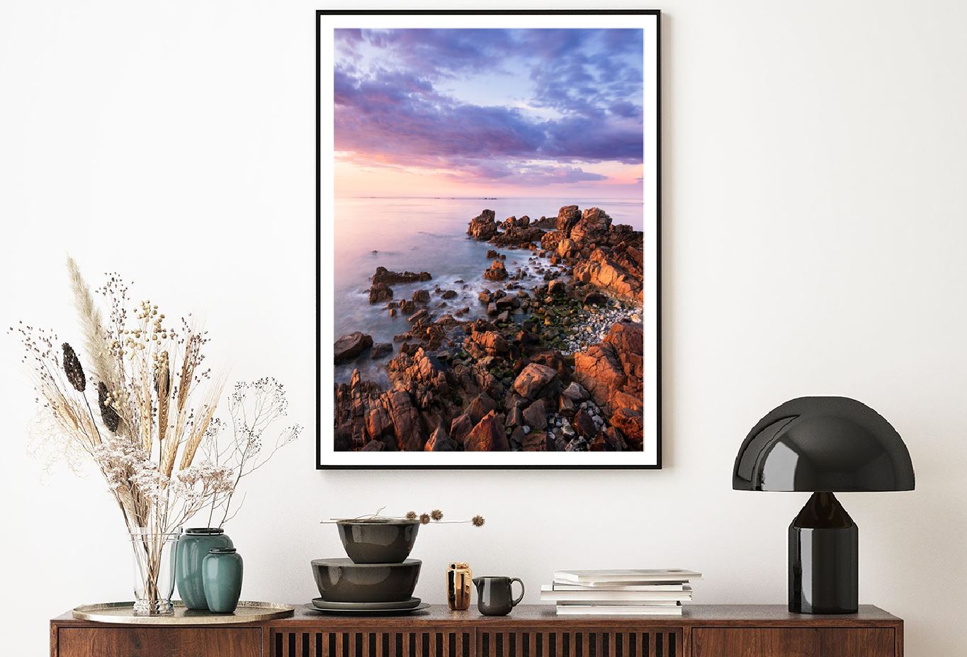 Rocky Seashore Cloudy Sunset View Photograph Home Decor Premium Quality Poster Print Choose Your Sizes