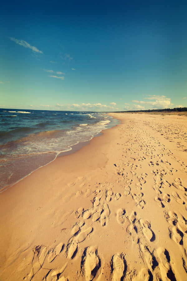 Baltic Beach with Footstep View Photograph Print 100% Australian Made