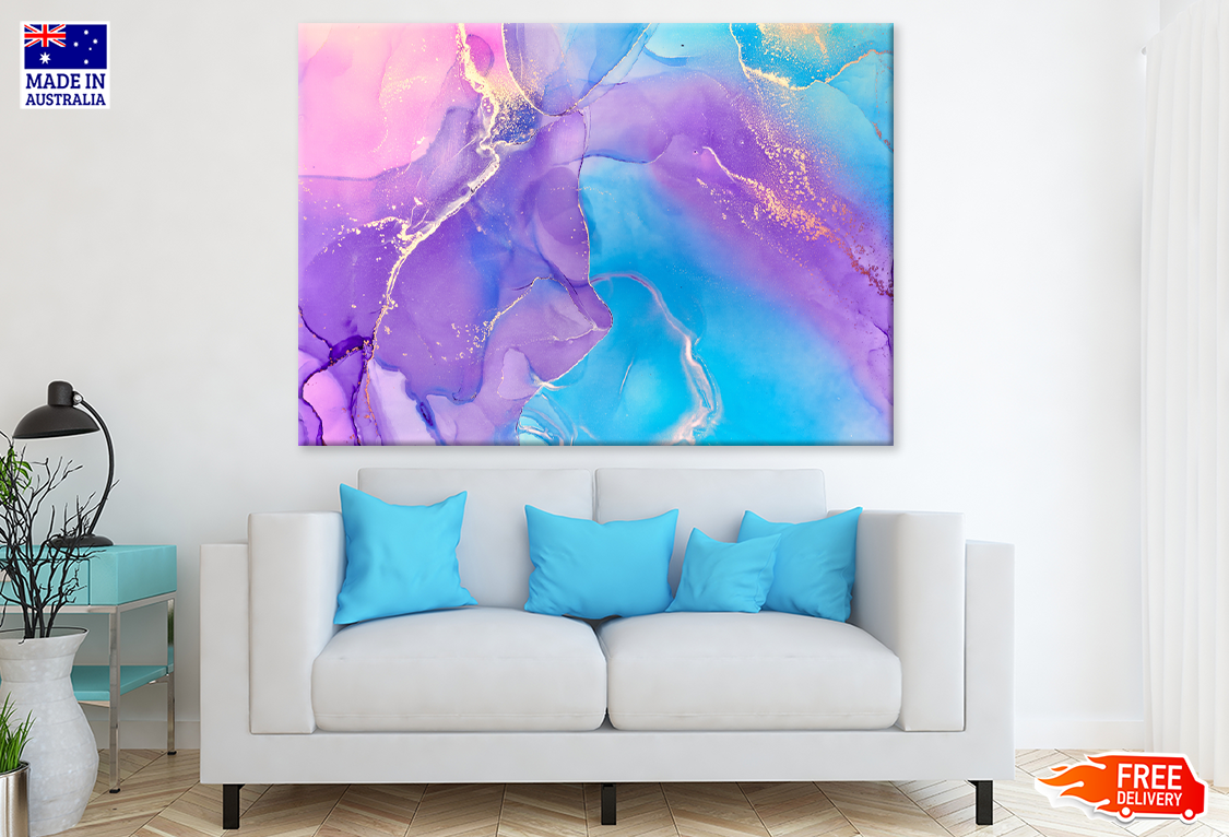 Purple Blue Pink & Gold Abstract Design Print 100% Australian Made
