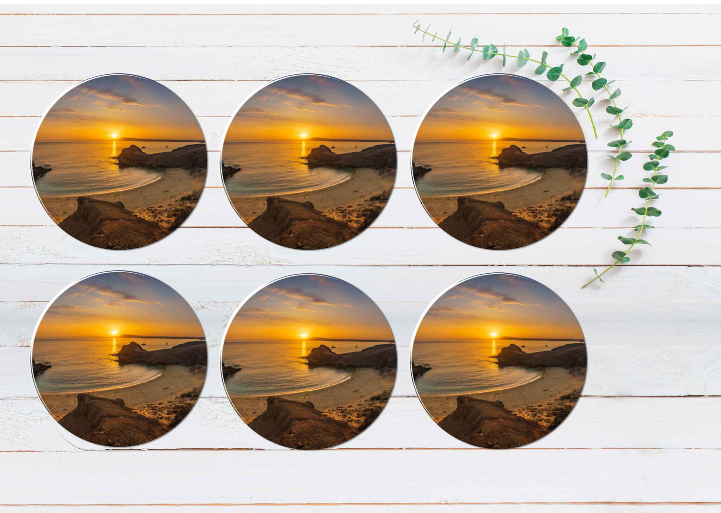 Papagayo Beach on The Lanzarote Coasters Wood & Rubber - Set of 6 Coasters