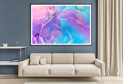 Purple Blue Pink & Gold Abstract Design Home Decor Premium Quality Poster Print Choose Your Sizes