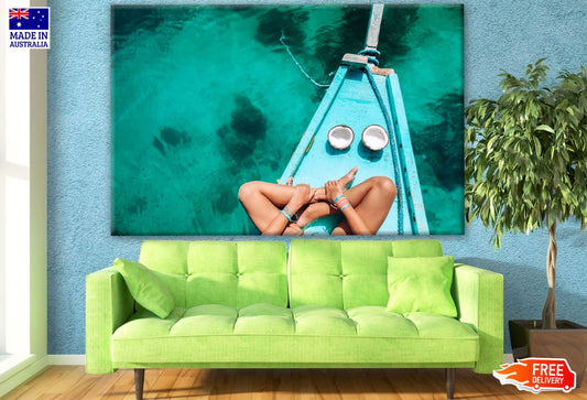 Girl Sitting on Boat with Coconut Photograph Print 100% Australian Made