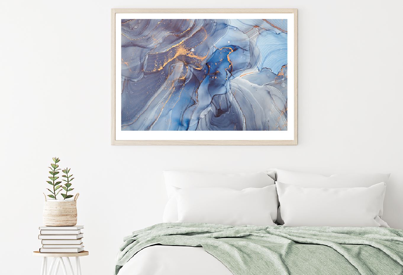 Grey Blue & Gold Abstract Design Home Decor Premium Quality Poster Print Choose Your Sizes