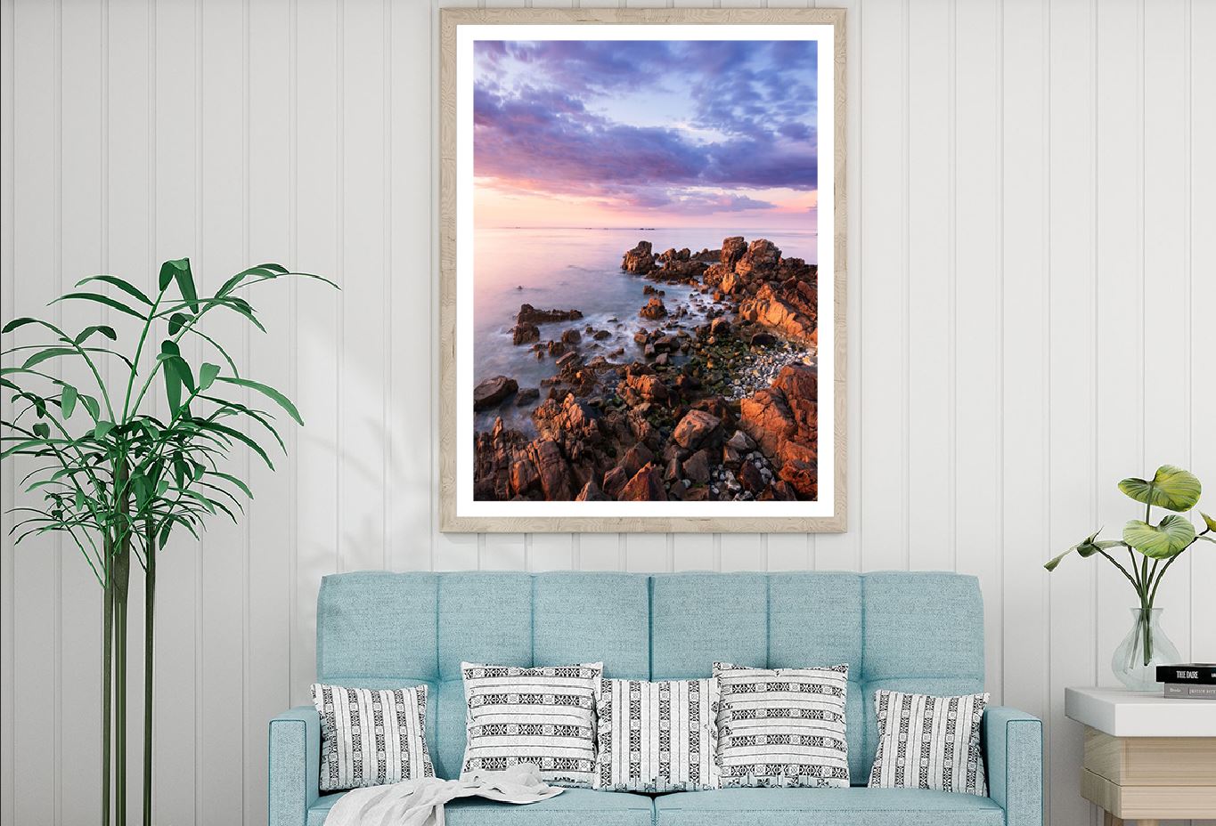 Rocky Seashore Cloudy Sunset View Photograph Home Decor Premium Quality Poster Print Choose Your Sizes