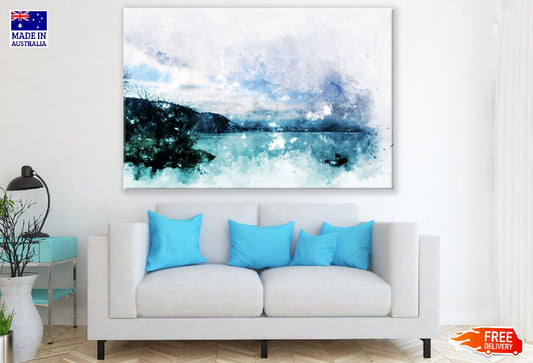 Lake & Mountains Abstract Design Print 100% Australian Made